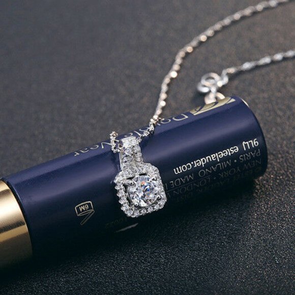 925 Silver Micropave Square Cubic Zircon Pendant - Picture 3 of 5